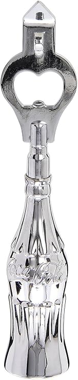 TableCraft Coca-Cola Chrome Plated Bottle Opener with Contour Mini Bottle Handle