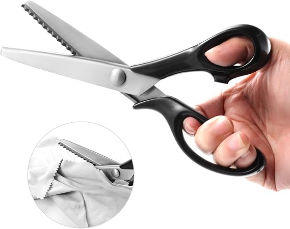 Pinking Shears Set, 9.2 Inches Handled Professional Stainless Steel Dressmaking Sewing Craft Scissors Zig Zag Scissors (Serrated, 3mm)
