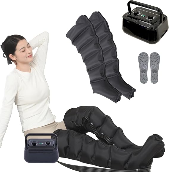 Lymphatic Drainage Massager, Electric Air Compression Leg Massager Machine for Pain and Circulation, 6-Cavity Recovery Boots, Circulation Compression, Timing Func | 0~250mmHg Kpα