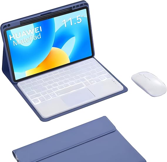 Keyboard Case for Huawei Matepad 11.5 Inch 2023, 7 Color Backlit, Multi-Touch Trackpad, Detachable Keyboard, Built-in Pencil Holder,Purple