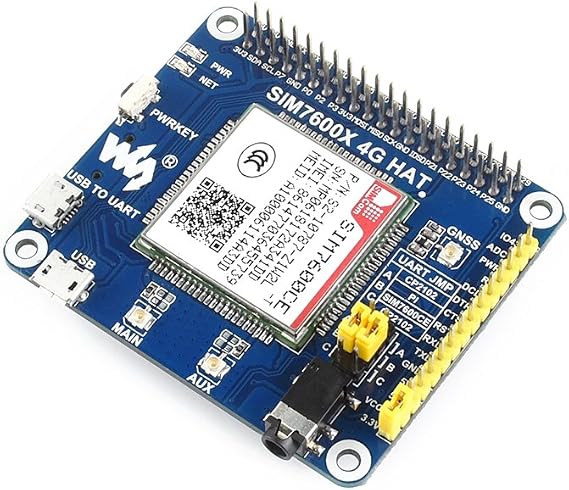 Waveshare 4G/3G/2G/GSM/GPRS/GNSS HAT for Raspberry Pi/Jetson Nano Based SIM7600G-H Support LTE CAT4 for Dial-up, Phone Call, SMS, MMS, Mail, TCP, UDP, DTMF, HTTP, FTP Global Position