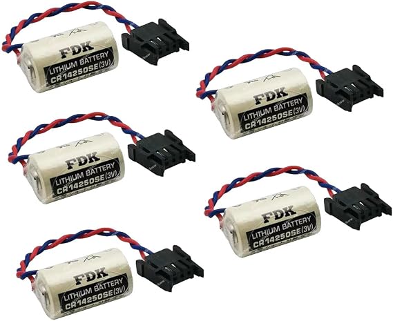 (Pack of 5) FDK CR14250SE 1/2AA 3V PLC Battery for 1747-BA Backup Power Supply with Black Plug