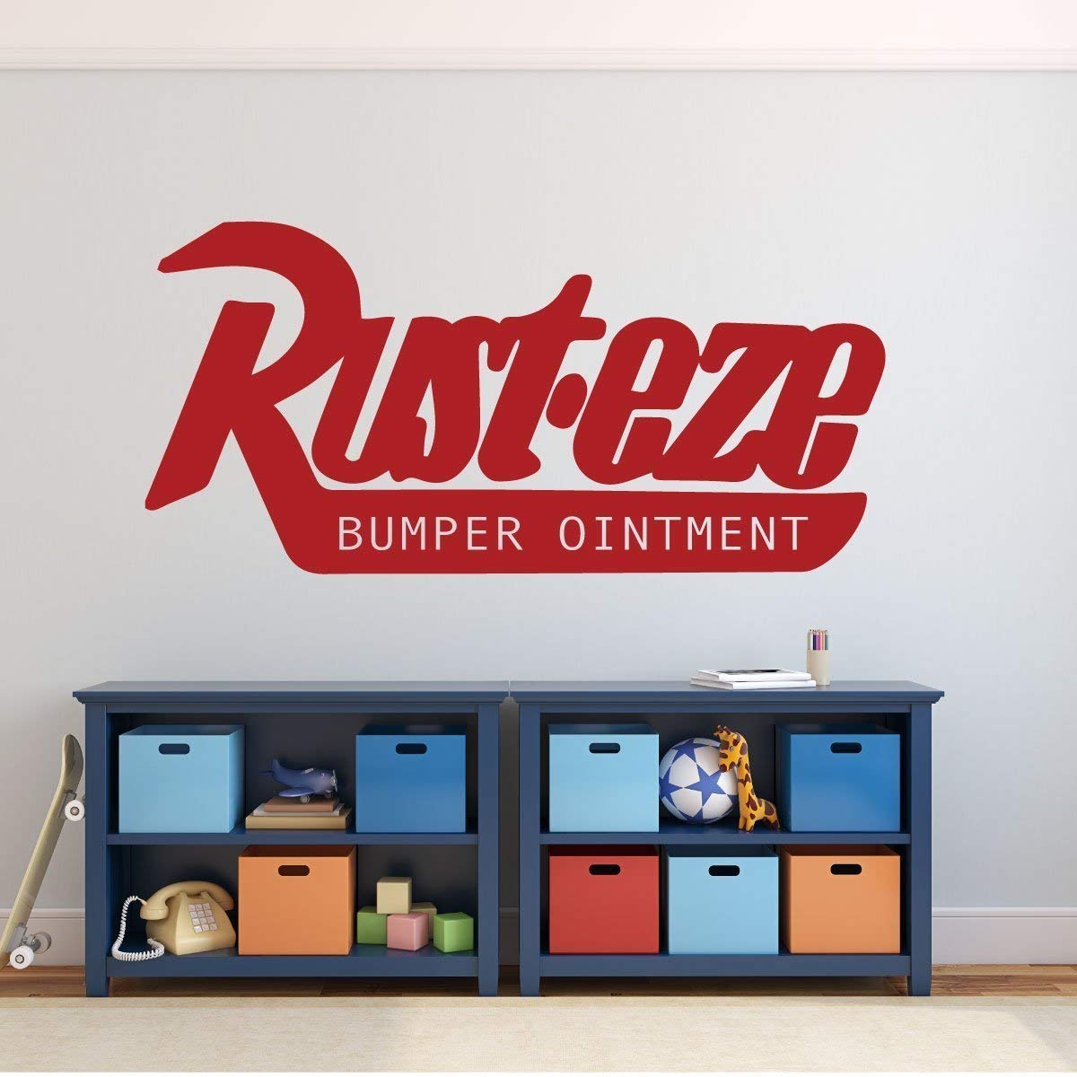 Cars - Lightning McQueen Rust-eze Bumper Ointment Wall Decal for Man Cave or Garage - Removable Vinyl Wall Decoration for Boy's Room, Playroom, Gameroom or Dr. Office