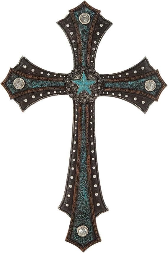Hobby Lobby Western Wall Cross with Turquoise Star and Rhinestones