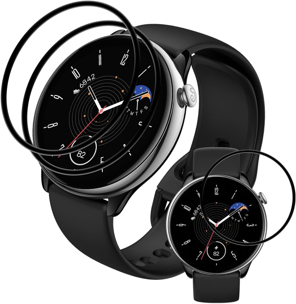 Amazfit GTR Mini Film, 3-Piece Set, Full Protection, PET Composite, Carbon Fiber, 3D Curved Surface, Amazfit Smart Watch, Gtr Mini LCD Screen Protector, High Speed Reaction, High Transmittance,