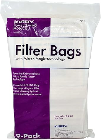 Kirby vac bags (9 count) for Models G4, G5 and Gsix