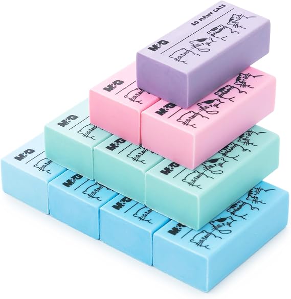 M&G 40 Count Pencil Erasers, Cute Rubber Erasers for Kids, Bulk Small Erasers for Art, Animal Cartoon Erasers for Kids Drawing, School, and Office Use, Classroom Set, 4 Colors