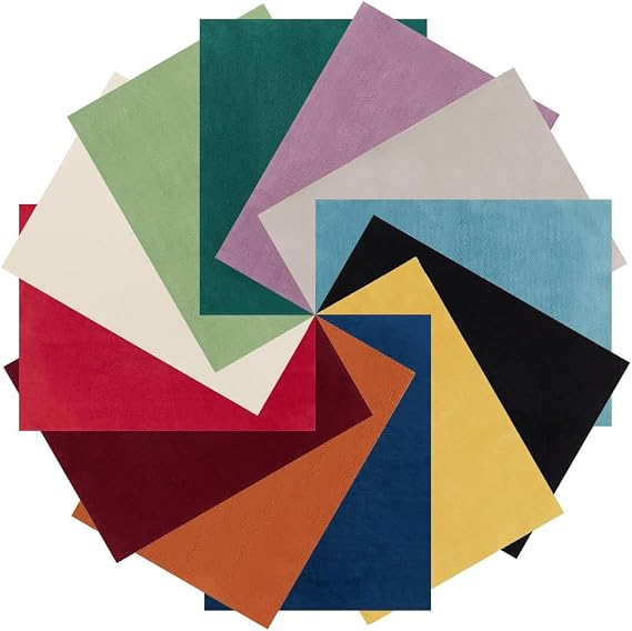 BENECREAT 12Pcs Assorted Double Sided Velvet Soft Fabric 7.8x11.4 Velvet Fabric for Wallet Purses Making and Other DIY Sewing Craft Project