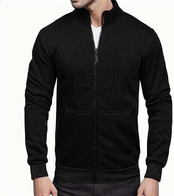 Alalaso Men Cardigan Sweatshirt Hoodless Zip Up Jacket High Neck Lightweight Sueter Para Hombres Fall Shirt