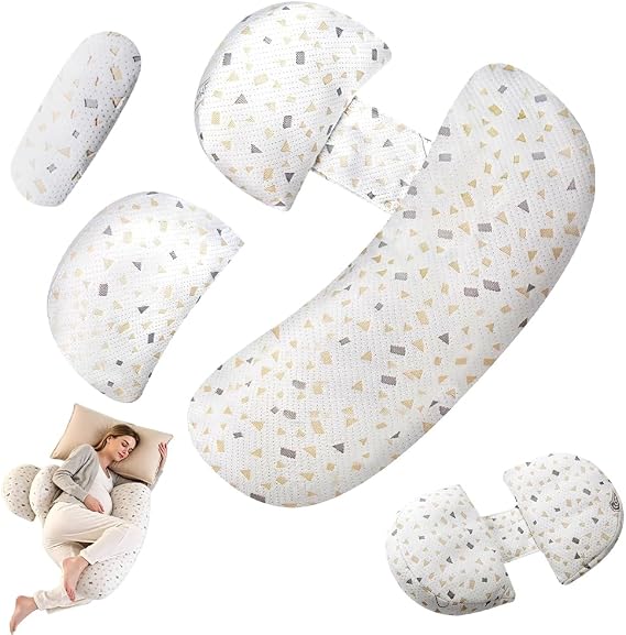 Pregnancy Pillow for Sleeping, Wedge Maternity Pillow, Body Pillow Pregnancy with Adjustable Detachable Cover, Soft Pregnancy Pillows Support for Hips, Backs, Legs (White, Style B)