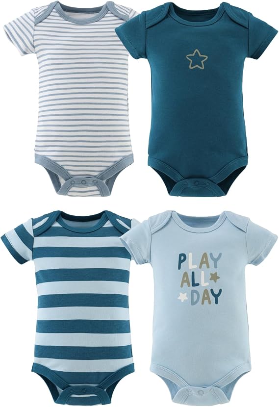 The Peanutshell Baby Boy Bodysuits - Newborn to 24 Months Baby Boy Clothes, 100% Cotton Infant Outfits - Star Stripe