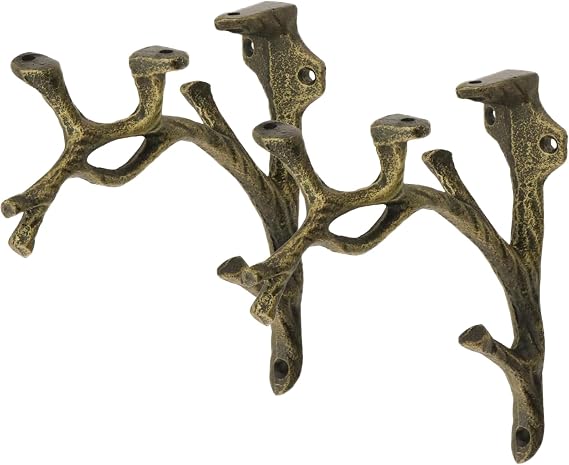 Vintage Shelf Brackets, Tree Branch Shape Bronze, 2Pcs | Cast Iron Heavy Duty Decorative Brackets, Wall Shelf Support, For Home Kitchen Office Shelves