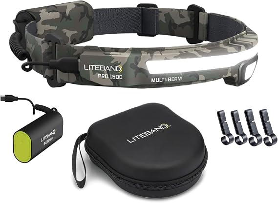LITEBAND Multi-Beam LED Headlamp Bundle, 1500 Lumens, 210 Wide + Spot Beam