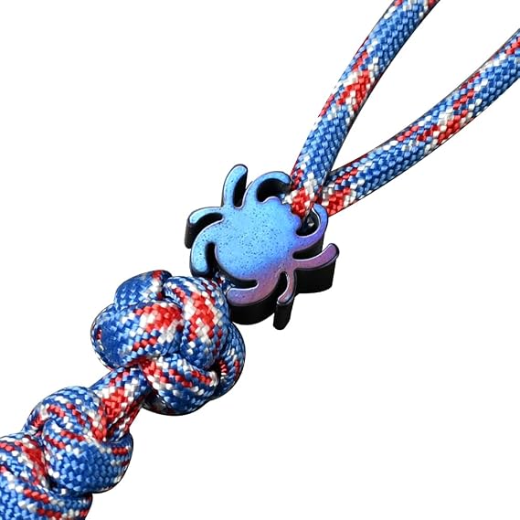 Titanium Beads Paracord Lanyards: TC4 EDC Lanyard Bead for Knives, CNC Metal Spider Shape Knife Lanyard Beads for Keychain, DIY Lanyard Bead with Parachute Cord
