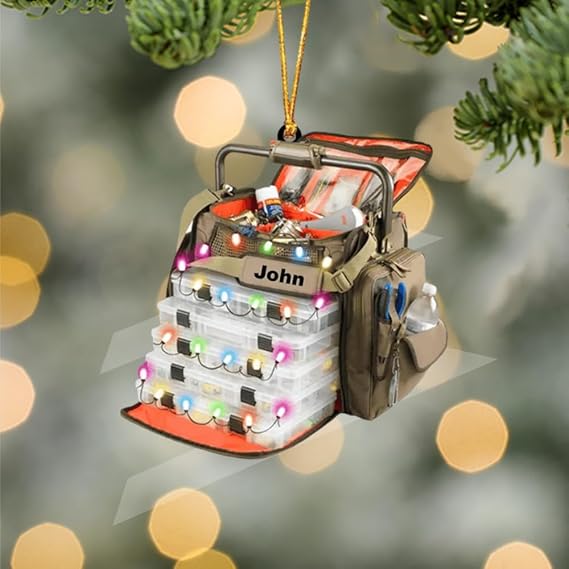 Personalized Fishing Rod Christmas Ornament 2024, Fishing Christmas Ornament with Custom Name, Fishing Rod Keepsake, Fishing Lover Ornament, Gift for Fishing Lover, Fishing Dad Gift/2