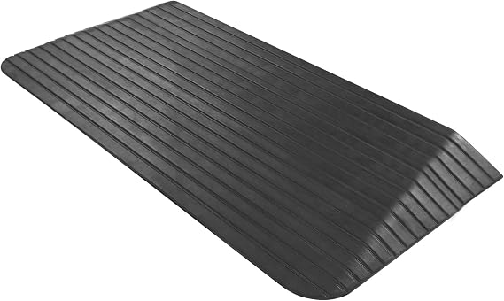 Silver Spring Threshold Ramp, Solid Rubber with Drainage Channels, 2.5" Rise, Black - Portable Mobility Assistance Ramps for Wheelchairs, Scooters, and Power Chairs