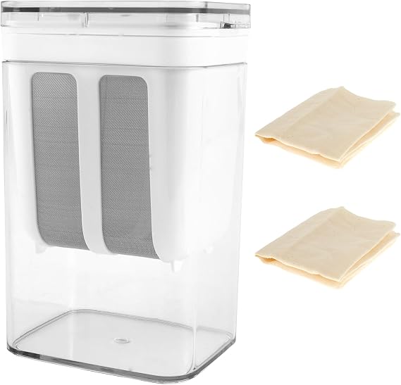 Yogurt Strainer,1100ml Multi Yoghurt Maker Strainer with Fine Mesh Bag & Lid,Reusable Greek Yogurt Strainer Yogurt Filter for Thick Greek Yogurt,Soybean Milk,Berries,Soup,Fruit Juice,Coffee