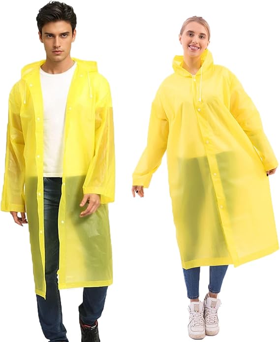 2PCS Raincoats for Adults, Reusable Emergency Rain Ponchos with Hood Waterproof Rain Gear for Men Women