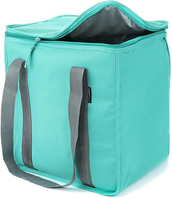 urbanhouse Premium Grade Insulated Grocery Shopping Cooler Bag with Heavy Wall Insulation and Zipper Top Lid Keeps Food Cold or Hot, Large (13" W x 9" D x 13" H) 6.5 Gallon Capacity