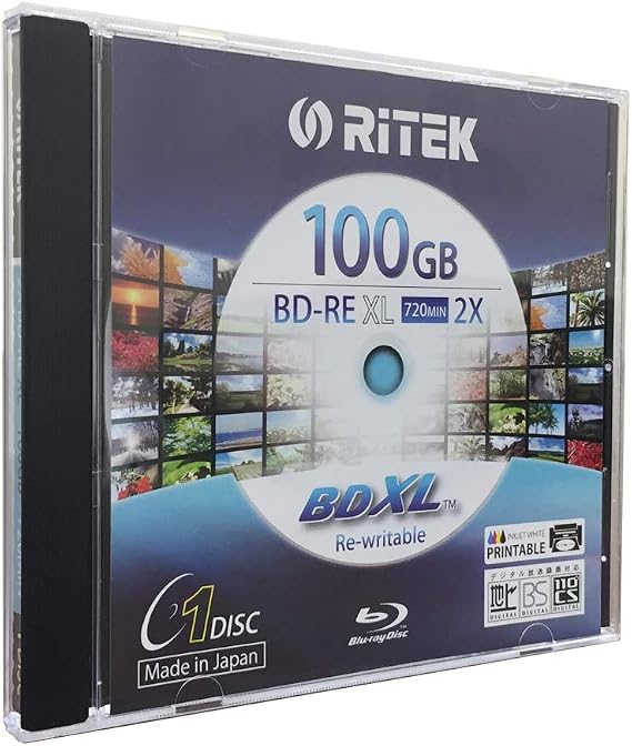BD-RE XL Rewritable BDXL 100GB Triple Layers 2X White Inkjet Hub Printable Blank Disc