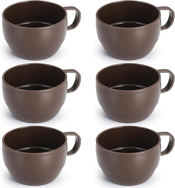 Coffee Mugs Set of 6, Coffee Cups 12oz, Durable Light Weight Plastic Mugs for Home, Outdoor, Picnic, Camping, Idea Birthday Gift