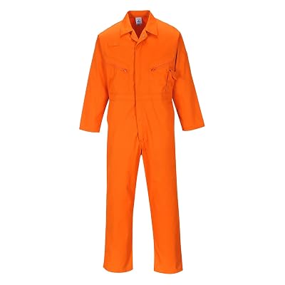 Portwest C813 Liverpool Zip Coverall Machine Washable Front Snap Closure | Orange, Medium, Regular Fit, 65% Polyester, 35% Cotton, Durable Polycotton Pre-Shrunk Fabric, Painter Decorator, Construction