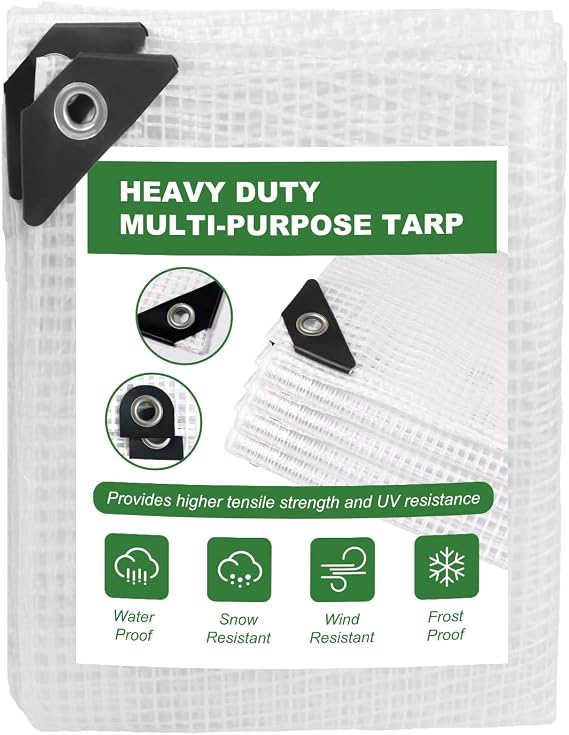 18 Mil Greenhouse Cover, 10x18FT Clear Tarps Heavy Duty Waterproof