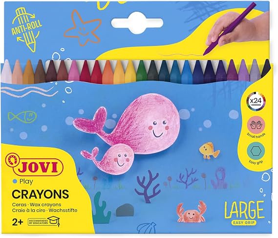 Jovi Plastic Hexagonal Crayons; Set of 24