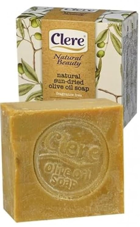 CLERE Natural Olive Oil Soap Bar Handmade with 100% Natural Ingredients Gentle & Fragrance-Free, 200 Grams