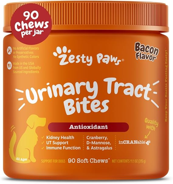 Zesty Paws Cranberry Supplement for Dogs - Bacon, 90 Ct