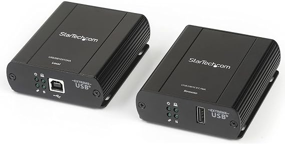 USB 2.0 Extender Over Cat5/Cat5e/Cat6 Ethernet Cable (RJ45) - 330ft/100m Industrial USB Extender Adapter Kit w/ESD Protection & Metal Case - Externally Powered - 480 Mbps (USB2001EXT2NA)