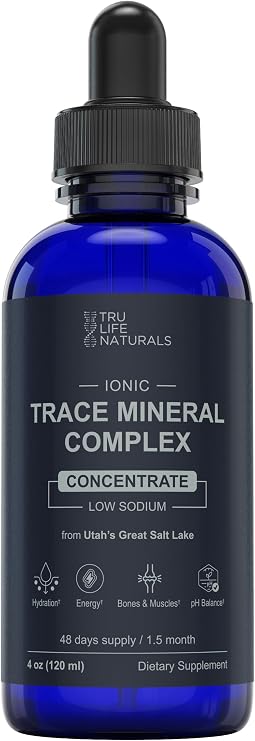 Trace Mineral Complex 4 oz (48Servings) 72+ Ionic Minerals Concentrate/Magnesium, Chloride, Boron, Potassium/Supports Hydration & Electrolyte Balance