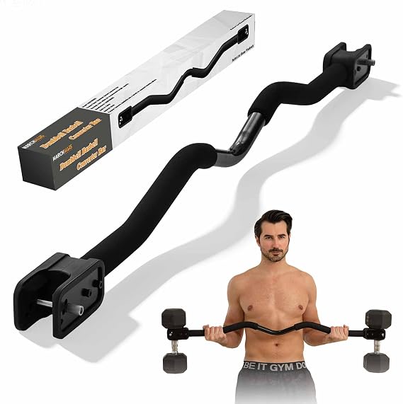Dumbbell Barbell Converter Bar, Adjustable Barbell Bar for Home Gym, Compatible with Most Dumbbells, All-Metal Dumbbell to Barbell Converter for Weight Lifting and Strength Training