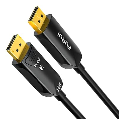 Fiber Optic DisplayPort Cable 2.1 25ft, 16K Fiber DisplayPort 2.0 Cable Supports 54Gbps, 16K@60Hz, 8K@120Hz, 4K@240Hz 165Hz 144Hz, 2K@360Hz, DSC 1.2a Display Port 2.1 Cord for Gaming Monitor