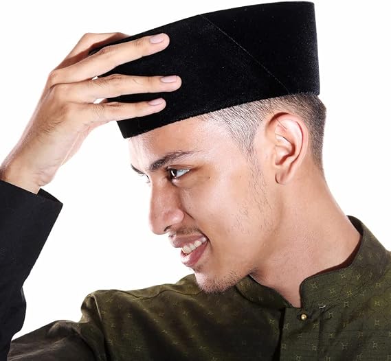 Desert Dress Songkok Sangkok Hat Felt Black Peci Kopiah Cap Brunei Indonesia Malaysia Singapore Philippines Thailand Sotheast Asian Headwear Authentic (59)