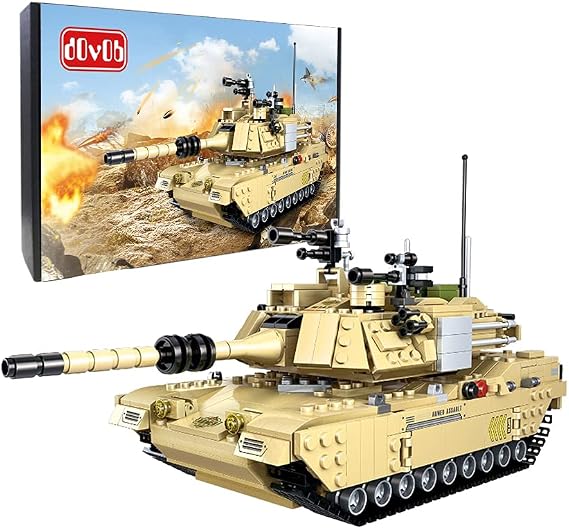 dOvOb Army Tank Building Block(1080 PCS),WW2 Military M1A2 Abrams Tank Model with Soldier Figures,Toys Gifts for Kid and Adult