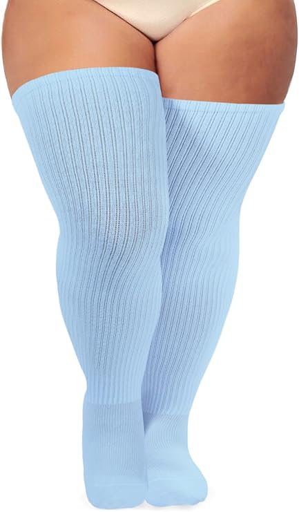 Plus Size Thigh High Socks for Women Thick Thighs Cotton Knit Extra Long Over the Knee Leg Warmer