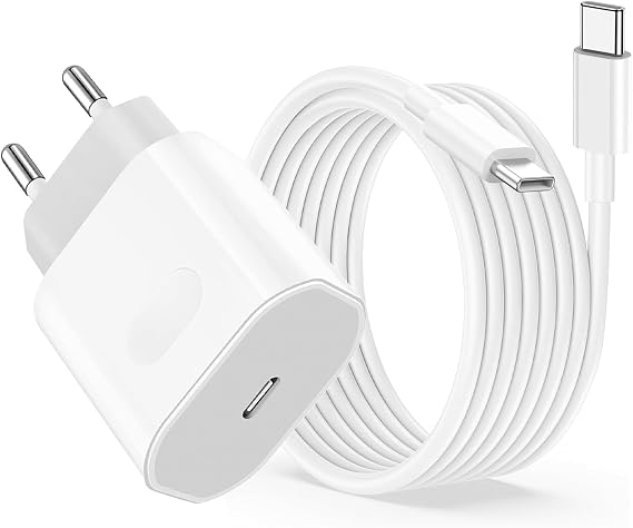 USB C Charger Charging Cable for iPhone 17 16e 16 15 Pro Max Plus/17 Air iPad Pro/Air Mini 2024/10.11th Generation 20W USBC Adapter Power Supply Plug with 2M Cable Fast Charging Cable Quick Charger