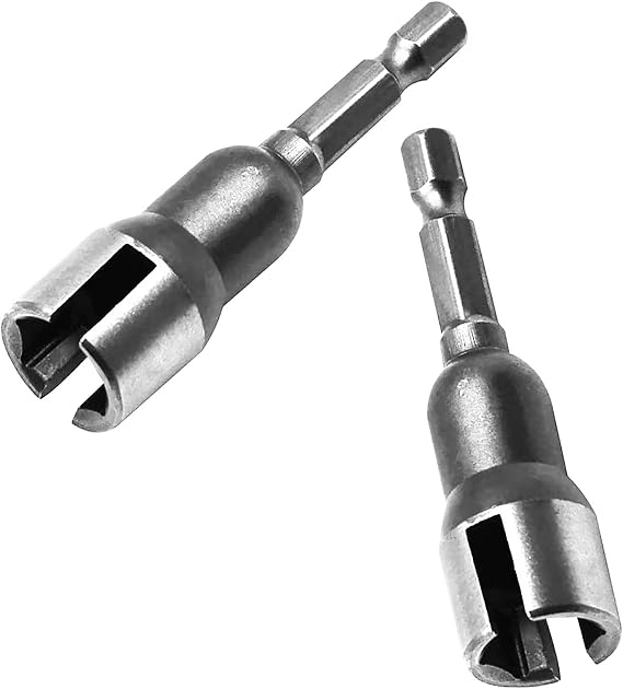 Wing Nut Driver Tightener Drill Parts Twisting Tool, 2 PCS 1/4 Inch Hex Shank Wire Nut Driver Hurricane Shutter Fasteners Slotted Wing Nut Drill Sleeve Socket Wrench Tool Set