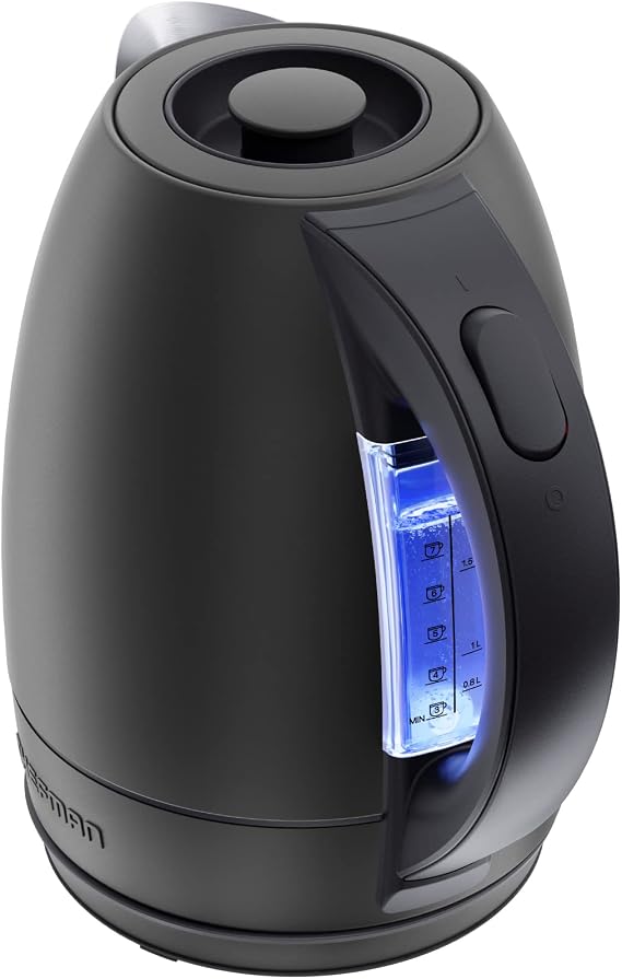 Chefman Electric Kettle, 1.8 Liter Stainless Steel Electric Tea Kettle Water Boiler with Automatic Shutoff, LED Lights, Boil-Dry Protection, Hot Water Electric Kettles for Boiling Water, Black