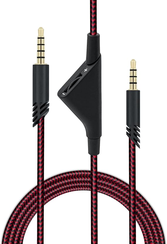 Mcbazel 2M 6.5 Feet Replacement Headset Cable with Volume Control for Astro A10/ A30/ A40/A40TR, Headset Cord Lead for PS5/ PS4/ Xbox Series X&S/Xbox One - Red