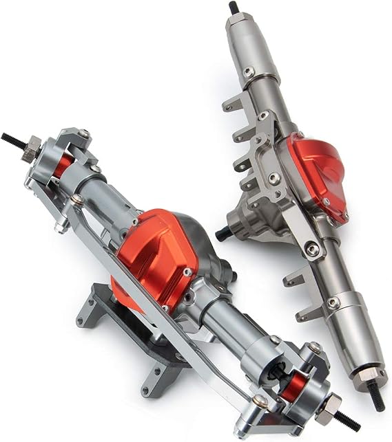 CNC Aluminum Front & Rear Axle Set for 1/10 SCX10 RC Crawler Axial Heavy Duty Version (Titanium)