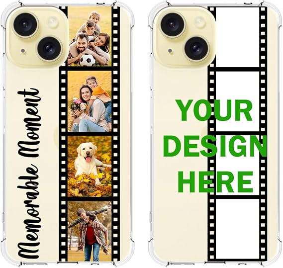 Clear Phone Case for iPhone 17e 16 Pro Max 16e 11 15 Plus 14 13 Mini 12 XR XS X SE 8 7 6S with Personalized Custom Collage Photo Pictures 4 Corners Shockproof Protection Gift for Women Men Girl Boy