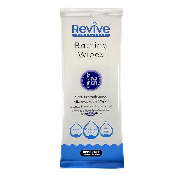 New Road Health Supply - No Rinse Bathing Adult Wipes, Disposable Shower Wipes, Microwavable Adult Wipes for Elderly and Bedridden, pH Balanced and Hypoallergenic, Travel and Camping Essentials, 25 Ct