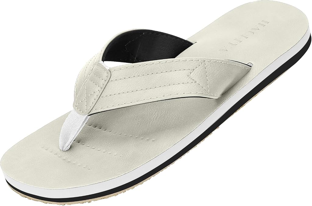 HAOLIRA Mens Leather Flip Flops Comfort Casual Thong Sandals Outdoor