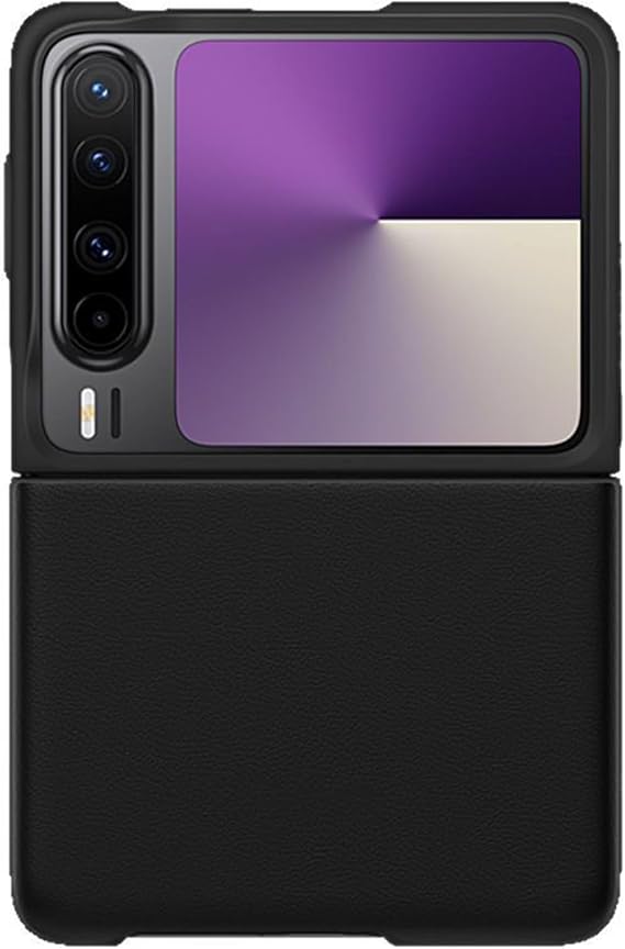 Leather Case for Huawei Pura X, Ultrathin Business Case Full Coverage Shockproof Protection Light Luxury Cover,Black,Pura X