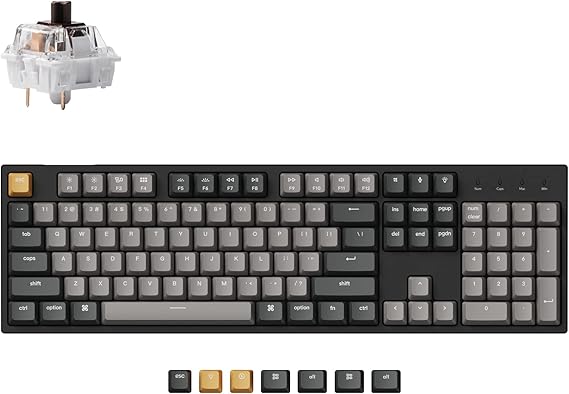 Keychron C2 Pro Wired QMK/VIA Mechanical Keyboard Full Size Layout Custom Programmable Macro RGB Backlit with Keychron K Pro Brown Switch OEM Profile Double-Shot PBT Keycaps for Mac Windows Linux