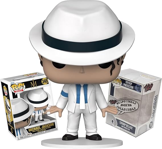 Funko Michael Jackson Smooth Criminal Dance in White Suit with Hat + ToyBop Protector: Pop! Rocks Vinyl Figure (Bundled with Pro-Deluxe Pop Protector Collector Case Box Gift Set)