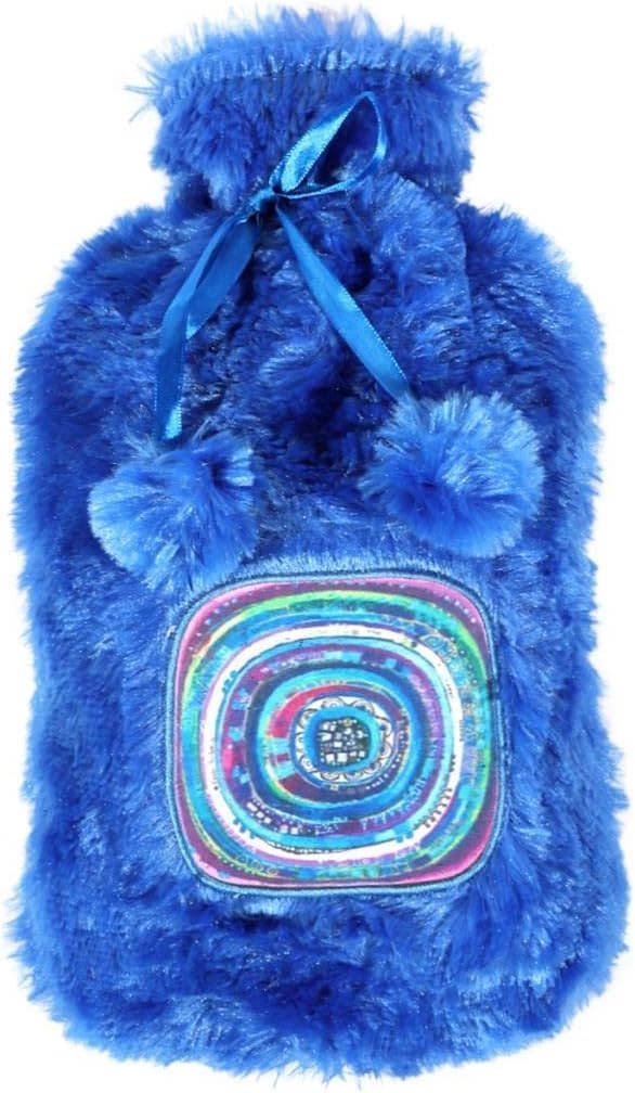 Biggdesign Plush Hot Water Bag, Soft Rubber Case, 2 lt Capacity, Ethnic Pattern Design, 20x35 cm, Water Leak Proof