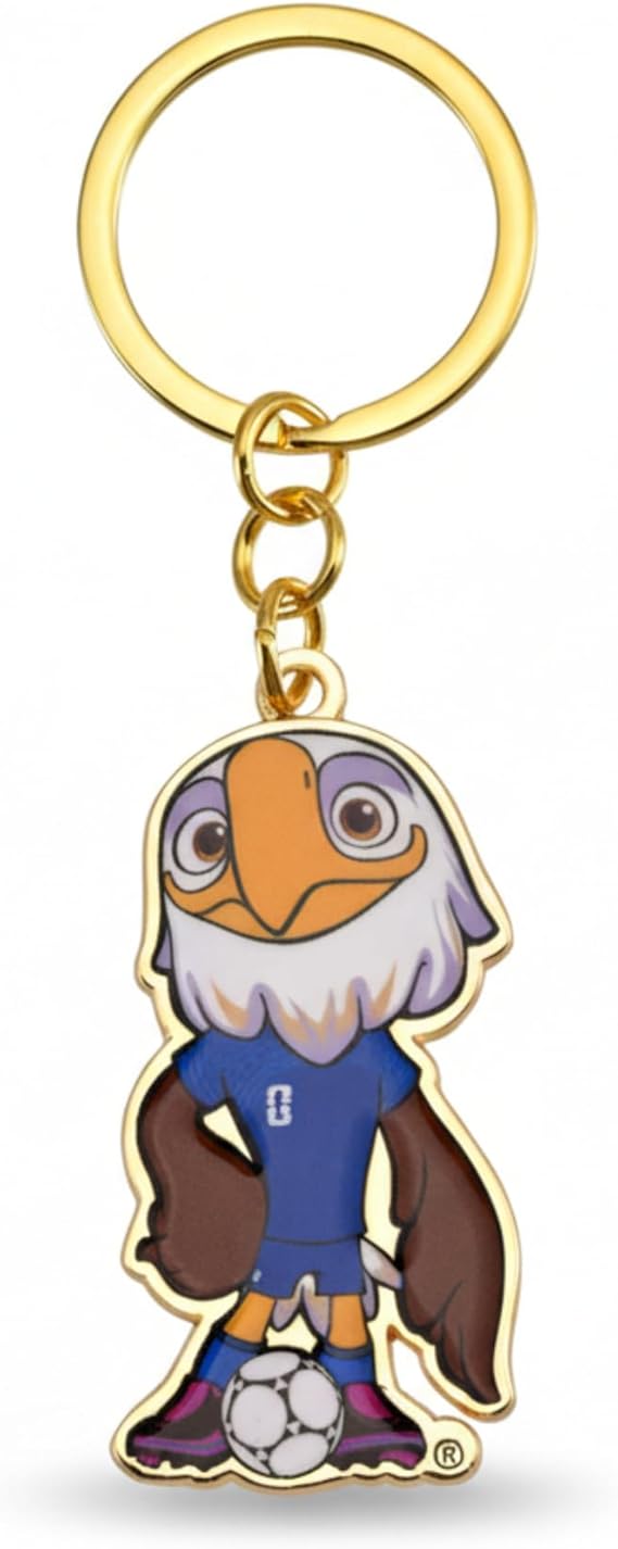 Official FIFA World Cup 2026 USA Mascot Keychain - Clutch the Bald Eagle Host Nation Collectible - 3D Enamel & Metal Keyring, Iconic Blue Jersey - Premium Soccer Souvenir for Fans, Bags & Luggage